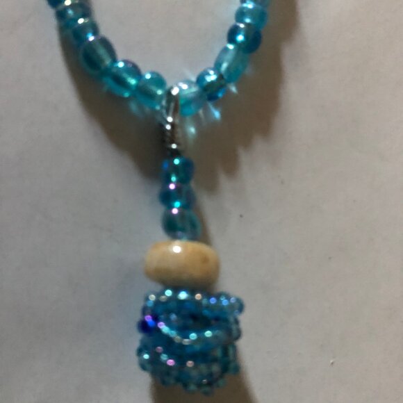 handmade hand beaded bead necklace 17" long - Picture 2 of 8